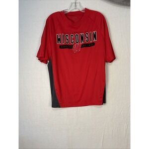Wisconsin Badgers Red & Gray 100% Polyester Large Shirt J.America Athletic K1266